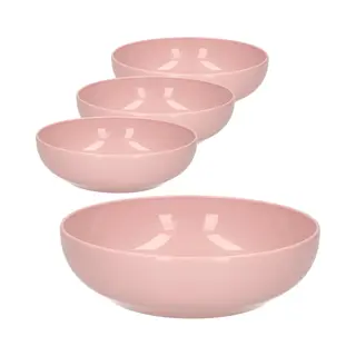Plasticforte Kommetjes/schaaltjes - 4x - Dessert/ontbijt - Kunststof - D20 X 6 Cm - Oudroze
