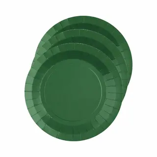 Santex Bordjes Karton - 20x - Rond - Donkergroen - 22 Cm - Feestbordjes