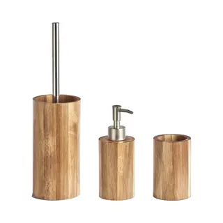 Zeller Badkamer Accessoires Set - 3-delig - Acacia Hout - Wc Borstel - Zeeppompje - Tandenborstelhouder