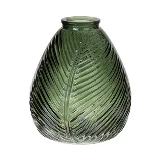 Bellatio Design Bloemenvaas - Groen Transparant Glas - 14 X 16 Cm - Vaas