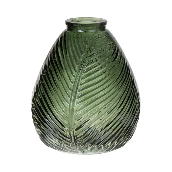 Bellatio Design Bloemenvaas - Groen Transparant Glas - 14 X 16 Cm - Vaas thumbnail