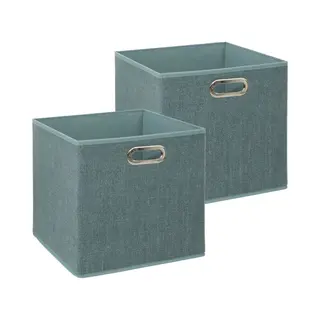5Five Opbergmand/kastmandje - 2x - IJsblauw - 31 X 31 X 31 Cm - 29 Liter - Vakkenkast Manden - Stof Met Versterkte Bodem - Opvouwbaar