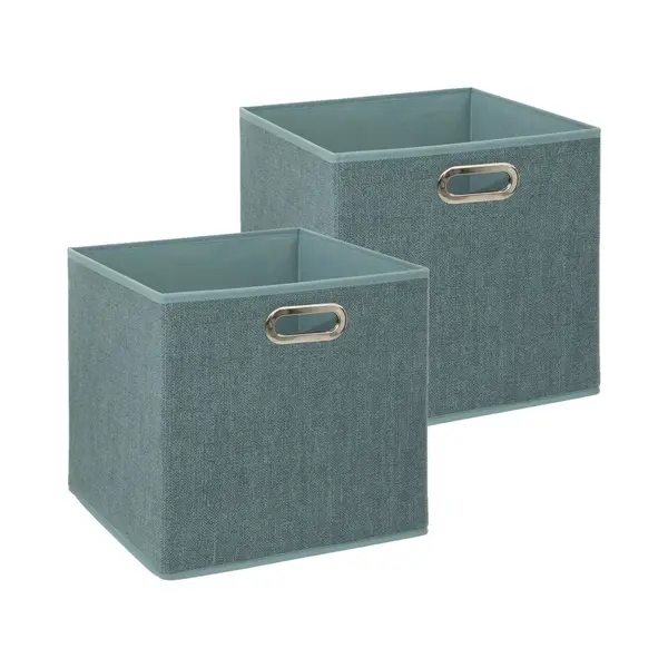 5Five Opbergmand/kastmandje - 2x - IJsblauw - 31 X 31 X 31 Cm - 29 Liter - Vakkenkast Manden - Stof Met Versterkte Bodem - Opvouwbaar thumbnail
