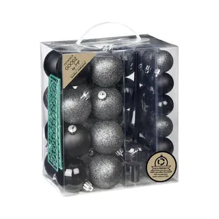 Christmas goods Inge Christmas Kerstballen -39-dlg- Zwart - Kunststof - Met Piek