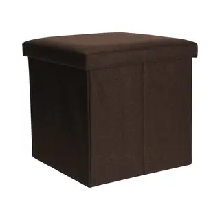 H&S Collection Poef/hocker/voetenbankje - Opbergbox - Bruin - Polyester - 38 X 38 Cm - Opvouwbaar