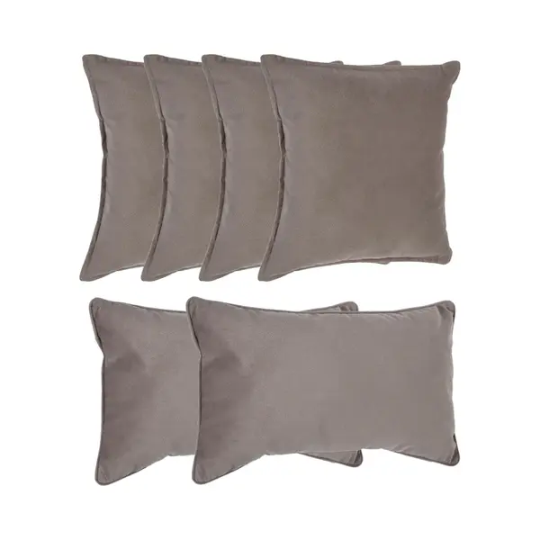 Atmosphera Bank/sierkussens Sophia - Set 6x - Taupe/beige - Polyester - Met Rits - In 2 Formaten thumbnail