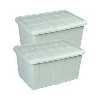 Plasticforte Opbergbox Met Deksel - 2x - Mintgroen - 60L - Kunststof - 63 X 46 X 32 Cm