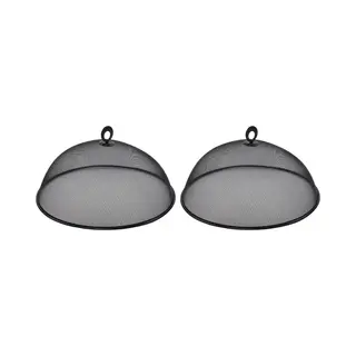 Hi Vliegenkap/voedselkap Tegen Insecten - 2x - Rvs - Zwart- Dia 35 Cm - Eten/voedsel Beschermen - Afdekkap