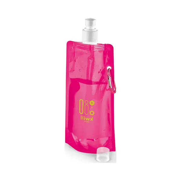 Opvouwbare Waterfles - Roze - Kunststof - 460 Ml - Schroefdop - Karabijnhaak - Waterzak thumbnail