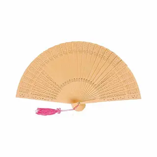 Spaanse Handwaaier - Lichtbruin - Hout/polyester - 35 X 20 Cm