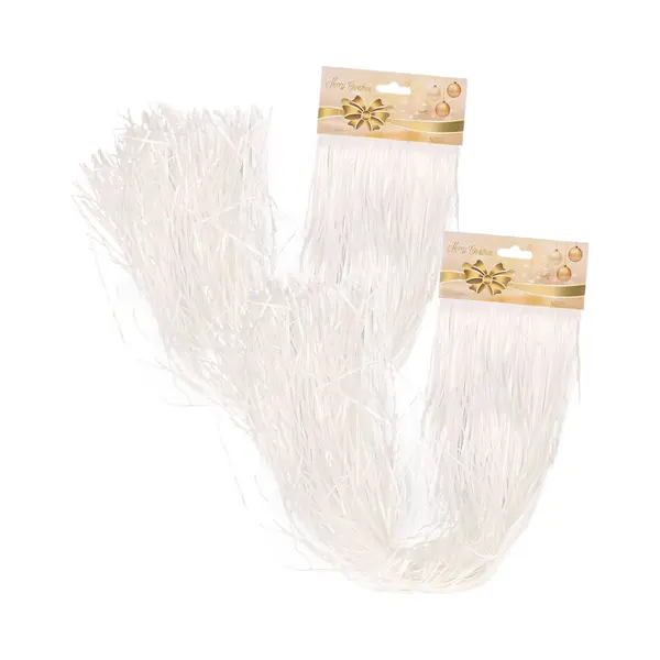 Engelenhaar/lametta Slierten - 2x 50 Cm - Wit -folie - Kerstboomversiering thumbnail