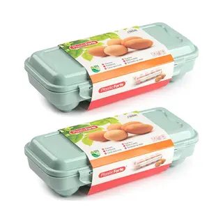 Plasticforte Eierdoos - 2x - Koelkast Organizer Eierhouder - 10 Eieren - Mint Groen - Kunststof - 27 X 12, 5 Cm