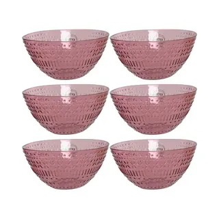 Decoris Schaaltje/kommetje - 6x - Roze - Kunststof - D14 X H7 Cm - Campingservies