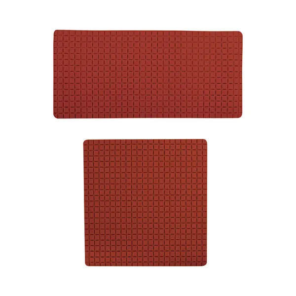Msv Douche/bad Anti-slip Matten Set Badkamer - Rubber - 2x Stuks - Terracotta - 2 Formaten thumbnail