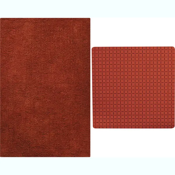 Msv Douche Anti-slip/droogloop Matten - Napoli Badkamer Set - Rubber/polyester - Terracotta thumbnail