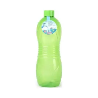 Plasticforte Drinkfles/waterfles/bidon - 1000 Ml - Transparant/groen - Kunststof