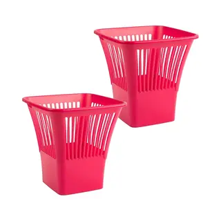 Plasticforte Afvalbak/vuilnisbak/kantoor Prullenbak - 2x Stuks - Plastic - Fuchsia Roze - 30 Cm
