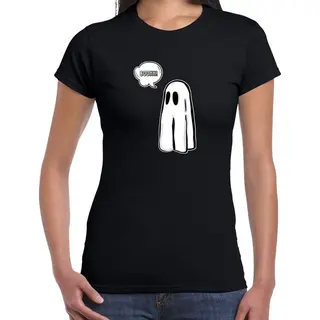 Bellatio Decorations Halloween Verkleed T-shirt Dames - Spook - Zwart - Geest - Themafeest Outfit L