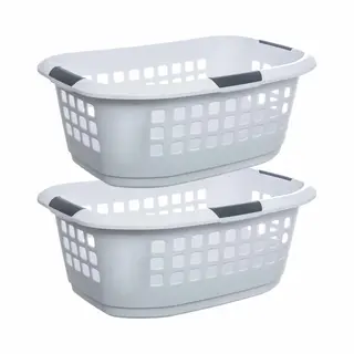 5Five Wasmand Extra Groot - 2x - Wit - Kunststof - 51 Liter - 67 X 47 X 27 Cm - Ruime Wasmanden