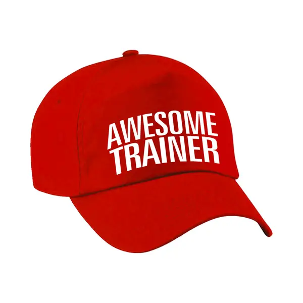 Bellatio Decorations Cadeau Pet/cap Voor Volwassenen - Awesome Trainer - Rood - Geweldige Trainer thumbnail