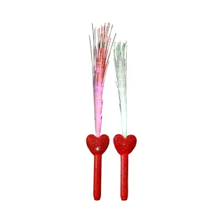 Licht Toverstaf - 2x - Rood - Magische Led Verlichting - Fiberstick Hartvormig