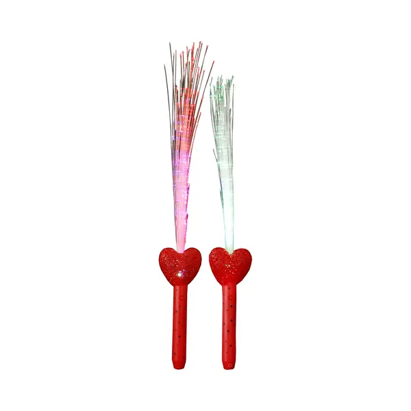 Licht Toverstaf - 2x - Rood - Magische Led Verlichting - Fiberstick Hartvormig thumbnail