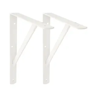Amig Plankdrager/planksteun Van Metaal - 2x - Gelakt Wit - H300 X B225 Mm - Boekenplank Steunen - Tot 260 Kg