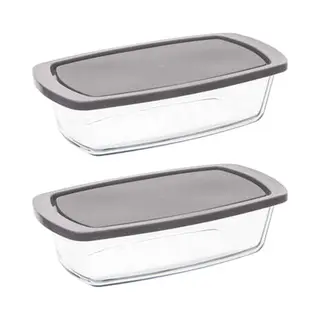5Five Ovenschaal Van Borosilicaat Glas Met Deksel - 2x - Rechthoek - 1.8 Liter - 27 X 14 X 7, 3 Cm