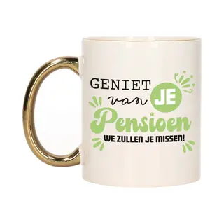Bellatio Decorations Cadeau Mok Voor Collega - Afscheid/pensioen - Groen Met Gouden Oor - Keramiek