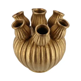 Dk Design Bloemenvaas Amsterdam - Klein - Vaas Voor Tulpen - Goud - 16 X 15 Cm - Toetervaas