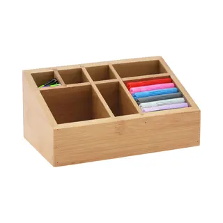 Eleganza Pennenbak Bureau Organizer - Bamboe Hout - 17 X 10 X 8 Cm - 7-vaks