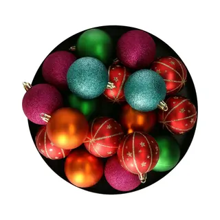 Christmas goods Kerstballen - 27x St - 6 Cm - Gekleurd - Kunststof - Kerstballenpakket