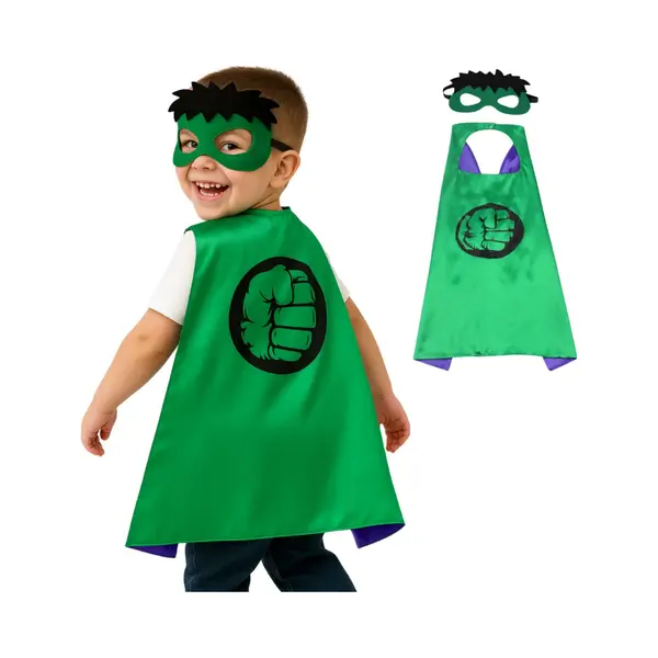 Joyakids Joya Kids® Groene Superheld Cape En Masker Set | Groen Monster Verkleedpak | Superhelden Pak | Cape En Masker | Kostuum Jongens thumbnail