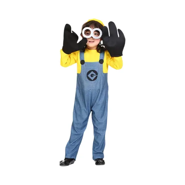 Joyakids Joya Kids® Verkleedkostuum Gele Helper Kinderen | Verkleedkleding Nions | Grappig Kostuum | Carnaval Verkleed Pak Jongens En Meisjes | Maat S (4-6 thumbnail