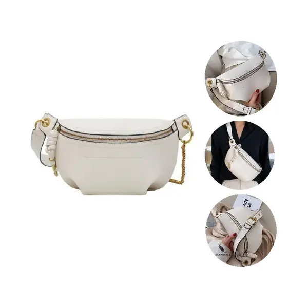 San Vitale® - Vegan Lederen Heuptasje Dames - Fanny Pack - Heuptas - Heuptasje Dames - Schoudertas - Buiktas - Crossbody -Slingbag - Off-white thumbnail