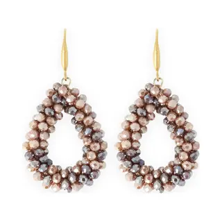 Lajetti - Bruine Druppel Oorbel Dames - Stainless Steel Beads Earring