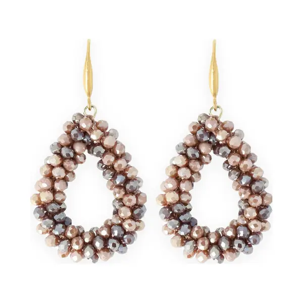 Lajetti - Bruine Druppel Oorbel Dames - Stainless Steel Beads Earring thumbnail
