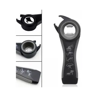 Finnacle - 5-in-1 Opener - Bieropener - Blikopener - Keukengerei - Multifunctioneel - Flesopener - Rvs/Siliconen - Zwart/grijs