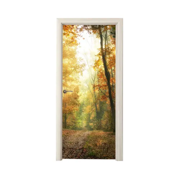 StickerSnake Deurposter 90x205 Cm - Deursticker Bos - Herfst - Zon - Landschap - Natuur - Bomen - Bladeren - Meubelfolie Zelfklevend - Deurfolie Woonkamer - thumbnail