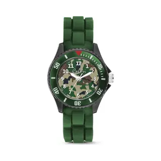 Colori 5-CLK132 Kinderhorloge - Camouflage - 30 Mm - Siliconen Band - Verstelbaar Van 15 T/m 19cm - Groen- Army
