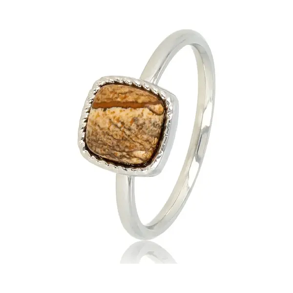 My Bendel - Kleine Zegelring Met Picture Jasper Edelsteen - Kleine Zegelring - Picture Jasper Edelsteen - Klassiek Design - Met Luxe Cadeauverpakking thumbnail