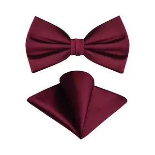 Sorprese Vlinderdas Inclusief Pochet - 100% Zijden - Bordeaux Rood - Vlinderstrik - Strik - Pochette - Vlinderdassen