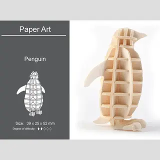 Houten Dieren 3D Puzzel - Puzzel - 3D – Zelf In Elkaar Zetten - Speelgoed Bouwpakket 3.9 X 2.5 X 5.2 Cm - Pinguin