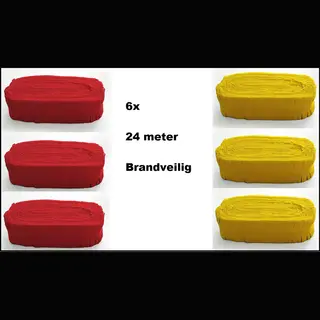 6x Crepe Guirlande Brandveilig Geel En Rood 24 Meter - Brandveilig - Verjaardag Vlaglijn Festival Thema Feest Carnaval Optocht