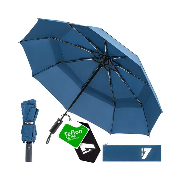 Nohrd® Nohrd Stormparaplu - Blauw - Paraplu Opvouwbaar - Wind Doorlaatbaar - 140 Km/h - Stormparaplu's - Automatisch In- En Uitklapbaar - Paraplu's - Incl. thumbnail
