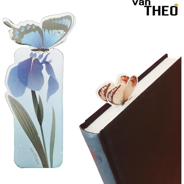Van Theo® Boekenlegger Vlinder & Bloem – Bladwijzer - Bookmark – Kaartje – Anemoon - Kleine Cadeautjes thumbnail