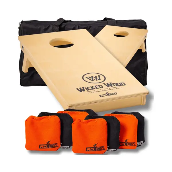Wicked Wood Games Mini Cornhole Set - 100% Echt Hout - Inclusief 2 Boards, 8 Zakjes thumbnail