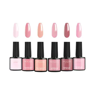 Moods Gellac 6-delige Set - Transparante Gel Nagellak - 8ML - Pink Jelly Nude Edition - Gellac - Nagels - Gellak Starterspakket - Nude Kleuren - Hema-
