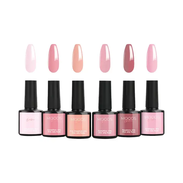 Moods Gellac 6-delige Set - Transparante Gel Nagellak - 8ML - Pink Jelly Nude Edition - Gellac - Nagels - Gellak Starterspakket - Nude Kleuren - Hema- thumbnail