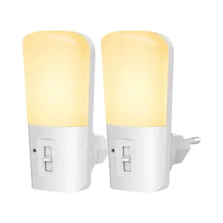 2 Stuks - Nachtlampje Voor Stopcontact - Dag En Nacht Sensor - Voor Volwassenen, Kinderen En Baby's - Dimbaar Warm Wit Lichtloos